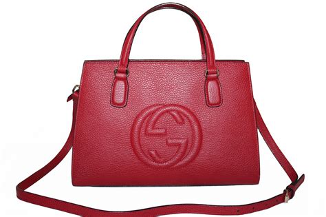 gucci red and black|Gucci red leather tote.